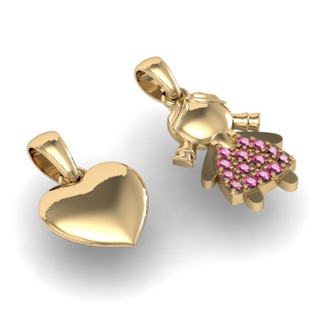fashion pendant with girl heart Modèles 3D en vedette .c4d .max .obj .3ds .fbx .stl .blend 