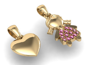 fashion pendant with girl heart 3D प्रिंट मॉडल
