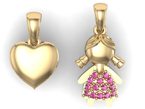 fashion pendant with girl heart Modèles 3D en vedette