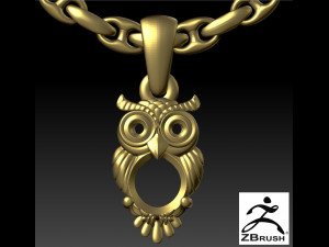 fashion pendant owl with gems 3Dプリントモデル