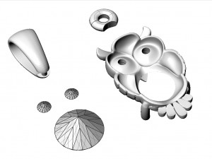 fashion pendant owl with gems 3Dプリントモデル