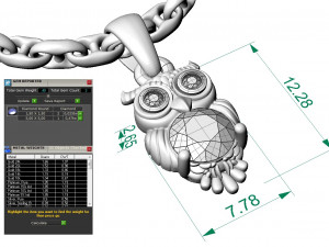 fashion pendant owl with gems 3Dプリントモデル