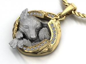 pendant little wolf cub sleeping Modello di stampa 3D