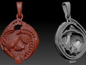 pendant little wolf cub sleeping 3D Print Model