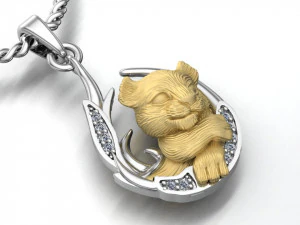pendant little lion cub sleeping 3D Print Model