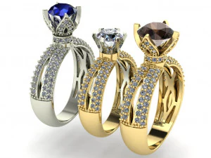 engagement ringthree variants with different gems 3D Print Model