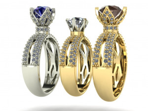 engagement ringthree variants with different gems 3D प्रिंट मॉडल