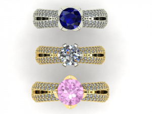 engagement ringthree variants with different gems 3D प्रिंट मॉडल