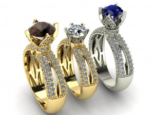 engagement ringthree variants with different gems 3D प्रिंट मॉडल