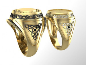 round celtic signet mens ring Modello di stampa 3D