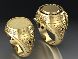 round celtic signet mens ring 3D Print Model