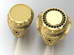 round celtic signet mens ring Modello di stampa 3D
