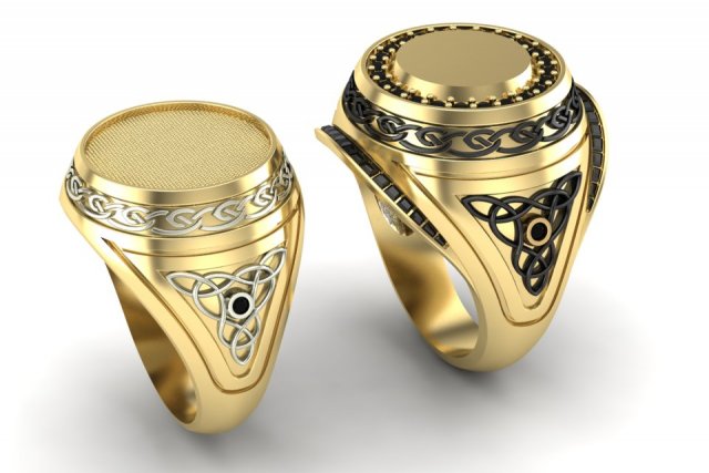 round celtic signet mens ring Modello di stampa 3D .c4d .max .obj .3ds .fbx .stl .blend 