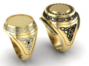 round celtic signet mens ring 3D प्रिंट मॉडल