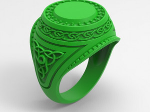 round celtic signet mens ring Modello di stampa 3D