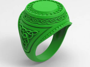 round celtic signet mens ring 3D Print Model