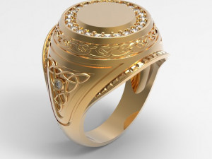 round celtic signet mens ring Modello di stampa 3D