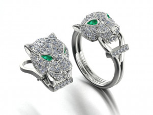 panther ring and earrings Modello di stampa 3D