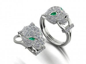 panther ring and earrings Modello di stampa 3D