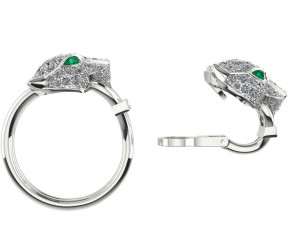 panther ring and earrings Modello di stampa 3D