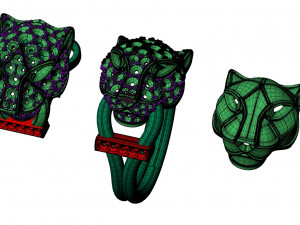 panther ring and earrings Modello di stampa 3D