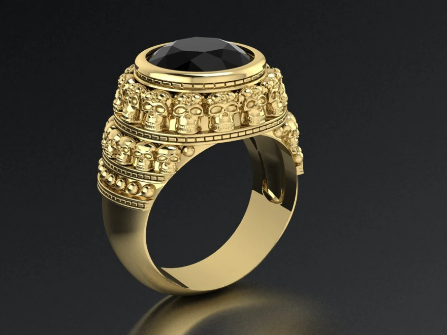 signet ring with sculls 3D Print Model .c4d .max .obj .3ds .fbx .stl .blend