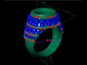 signet ring with sculls 3D Print Model