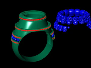 signet ring with sculls 3D Print Model