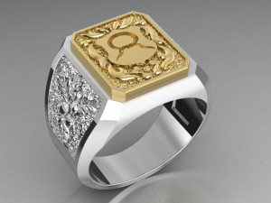signet ring with heraldic 3D 打印模型