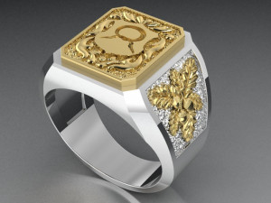 signet ring with heraldic 3D 打印模型