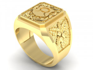 signet ring with heraldic 3D 打印模型