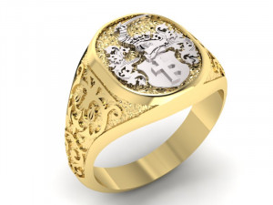 signet ring with heraldic knight and shield 3Dプリントモデル