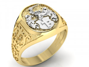 signet ring with heraldic knight and shield 3Dプリントモデル