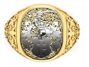 signet ring with heraldic knight and shield 3Dプリントモデル
