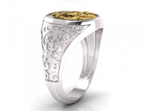 signet ring with heraldic knight and shield 3Dプリントモデル