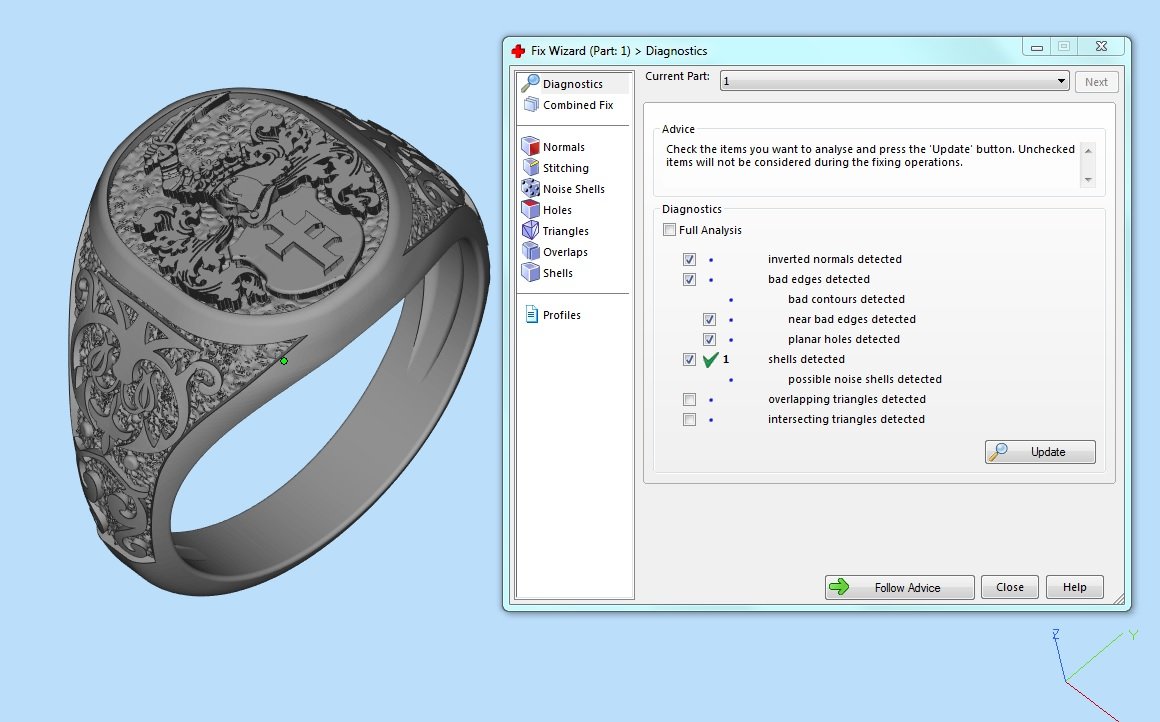 signet ring with heraldic knight and shield 3D Print Model in