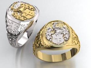 signet ring with heraldic knight and shield 3Dプリントモデル