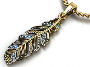 pendant feather with stones 3D Print Model