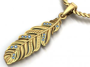 pendant feather with stones 3D Print Model