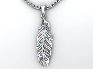 pendant feather with stones 3D Print Model