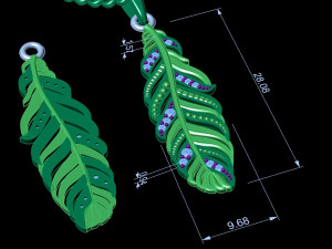 pendant feather with stones Modelo de impresión 3D