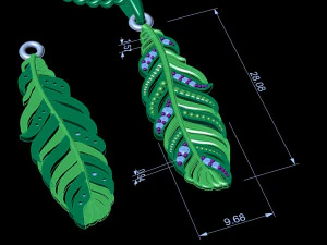 pendant feather with stones 3D Print Model