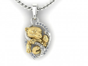 pendant little tiger cub sleeping 3D Print Model