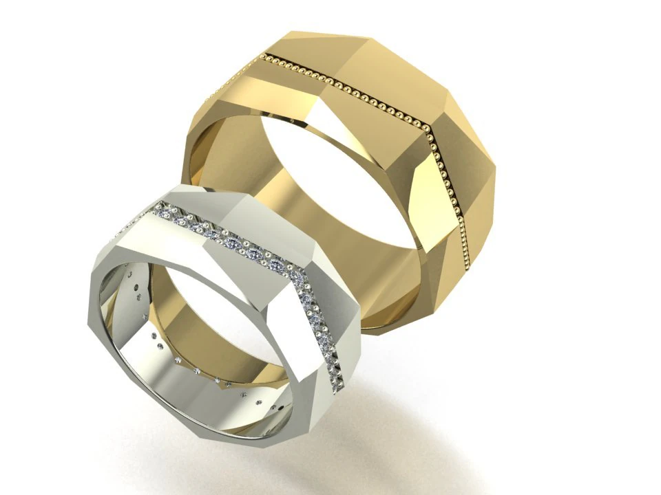 wedding rings with faces 2 sizes 3D Print Model .c4d .max .obj .3ds .fbx .stl .blend 