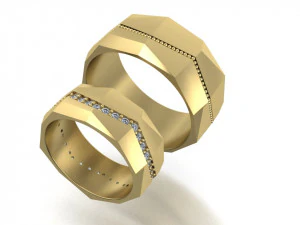 wedding rings with faces 2 sizes 3D Print Model