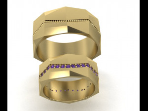 wedding rings with faces 2 sizes Modèles 3D en vedette