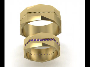 wedding rings with faces 2 sizes 3D Print Model