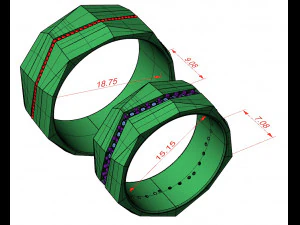 wedding rings with faces 2 sizes 3D Print Model