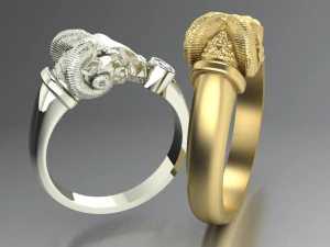 男士戒指欧洲盘羊 3D 打印模型