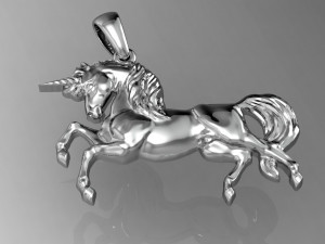 ewelry pendant unicorn two sizes Model Cetak 3D